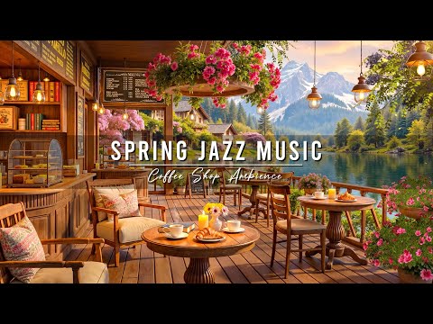 Outdoor Coffee Shop Ambience & Spring Morning Jazz Music for Studying 🌸 Smooth Jazz Background Music