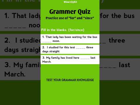 Daily quiz | Grammar quiz #englishgrammar #vocabulary #for #since