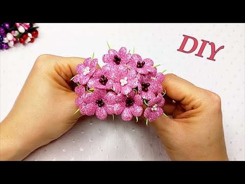 Just one circle and such BEAUTY! Learn how to craft glitter foamiran flowers with this DIY tutorial