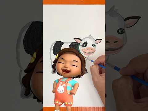 Silly Acrylic Cow Painting 🐮! La Vaca Lola! DIY Crafts #cocomelon #shorts