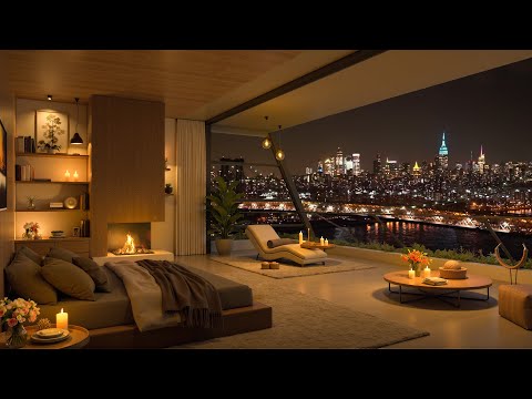 Cozy Bedroom - Luxury City Nights Jazz - Elegant Bedroom Retreat for Focus, Rest & Tranquility 🌃🎶