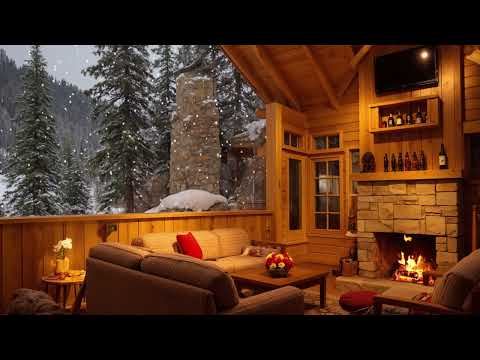 Cozy Winter Cabin Ambience ❄️ Warm Jazz Music and Crackling Fireplace to Relax, Work, Study