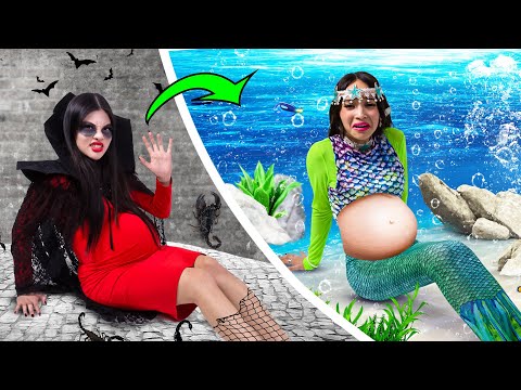 Pregnant Vampire Vs Pregnant Mermaid | Funny Mermaid Vs Vampire Situations by Crafty Hacks