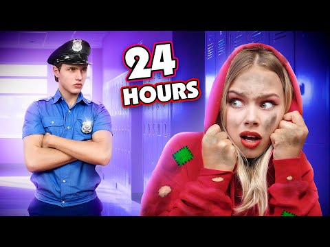 Overnight in Mysterious School! Surviving 24 Hours in Weird School