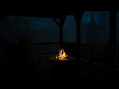 🌿🌧️Tranquil Nature Hideaway | Soft Drizzle, Far-Off Thunder & Cozy Fireplace Glow for Total Peace 🌲🔥