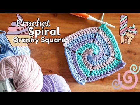 Crochet Spiral Granny Square 🍦 4 colors! lays flat! 😍