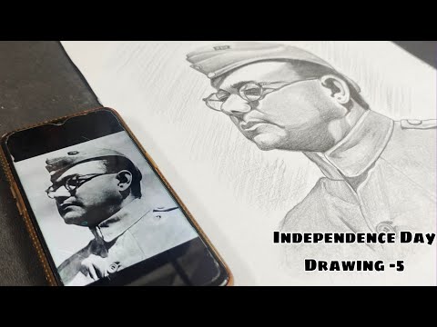 Neta ji drawing tutorial Subhash chandra Bose drawing Independence Day Drawing -5