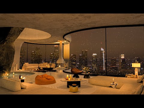 Cozy Winter Jazz with a Nighttime City View ❄ Elegant Piano Music for Stress Relief & Focus