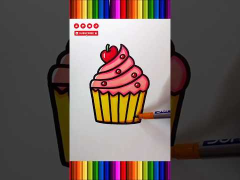 how to coloring a cupcake #drawing #coloring #cupcake #shorts