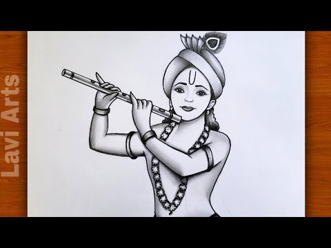 How to draw Shree Krishna , Full body ( Pencil Sketch) | Krishna drawing | Easy drawing ideas | Art