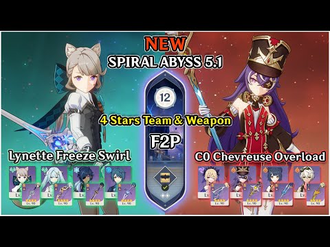 Spiral Abyss 5.1 | 4 Star Team Lynette Freeze & C0 Chevreuse Floor 12 Full Stars | Genshin Impact