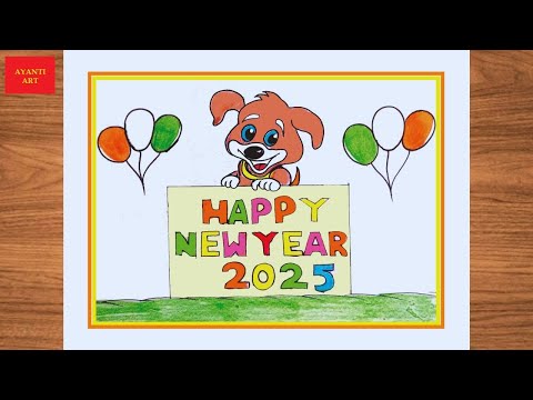 Happy New Year Drawing 2025 || Happy New Year Card Drawing || New Year Drawing 2025 || New Year