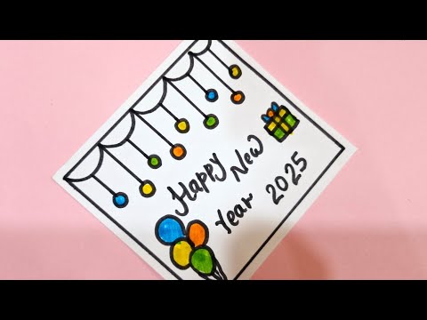 Easy Happy New Year drawing 2025 #easydrawing #newyearcard #shorts #drawing #gocreativewithkomal