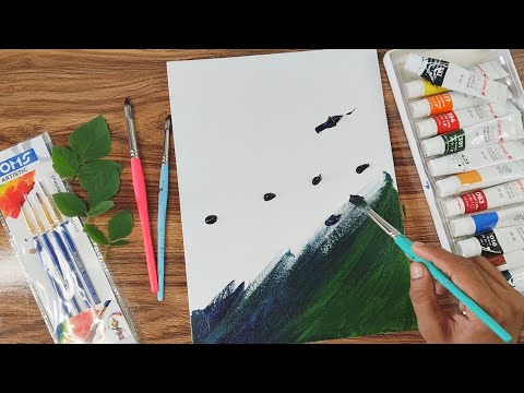 Creative Acrylic Painting 🖌️🎨 acrylic panting using leaf 🌿🍀 canvas painting