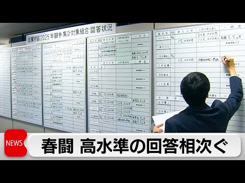 高額回答相次ぐ 春闘集中回答日