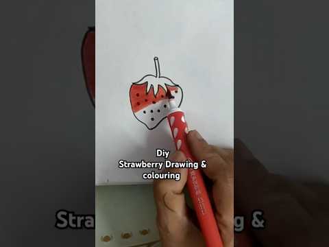 Strawberry drawing & colouring #ytshorts #trending #shorts #shortvideo #diy #shortsfeed #viralvideo