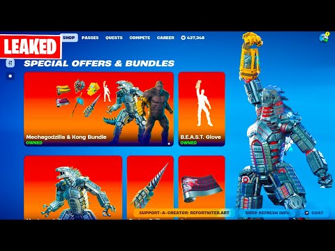 New MECHAGODZILLA X KONG Skins, Emote & Bundles Item Shop Fortnite