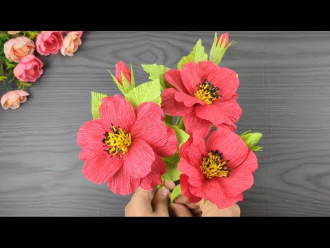 Beautiful flowers made with crepe paper #diy #papercraft