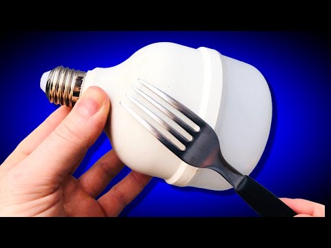 Insert a fork into the LED bulb and see what happens! The ending is incredible