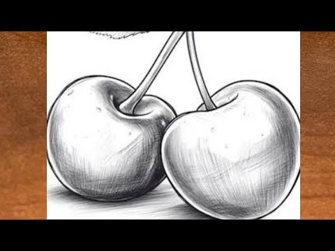 Cherry drawing easy / How to draw cherry pencil drawing / Easy cherries shading / cherry sketching