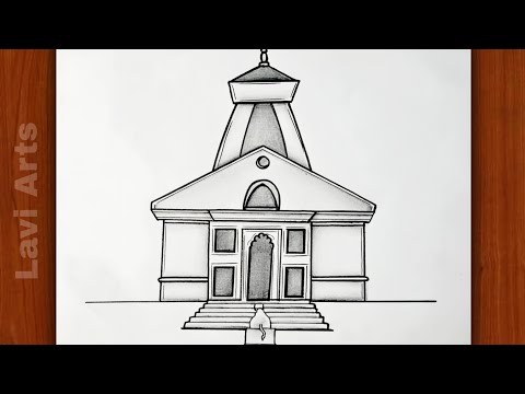 How to draw Kedarnath temple | Hindu temple drawing | Shivratri special lord  Shiva temple drawing