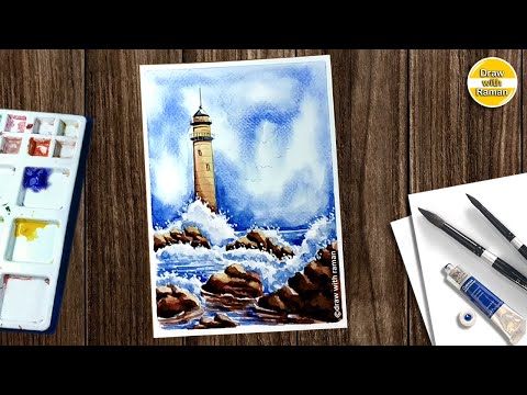 Watercolor Lighthouse Painting | Watercolor Painting for beginners