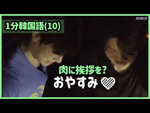 [BTS 日本語字幕] ジョングクはなんでお肉におやすみって言ったんだろう？- 1分韓国語(10)