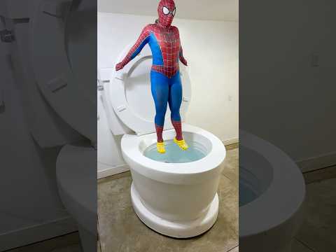 SPIDERMAN JUMPING into the Worlds Largest Toilet Doing RONALDO CELEBRATION SIUUU #shorts