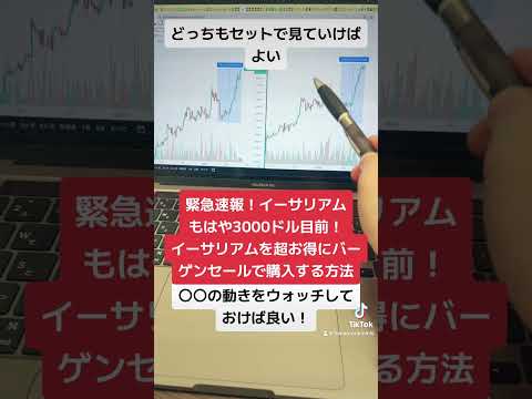 緊急速報！イーサリアム3000ドル目前！イーサリアムを超お得にバーゲンセールで購入する方法！