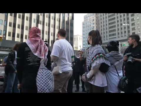 "Shame!" Pro-Palestine protest outside DHS and ICE Protesting Arrest of Mahmoud Khalil in NYC