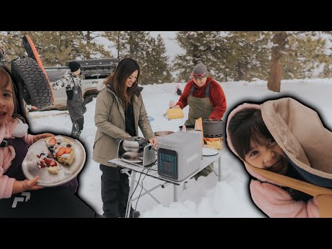 Snowy Adventure With The Kids - Sledding, Snowman, & Made Waffles Using the Anker Solix C1000!