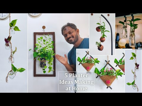 5 Table Top Planters & Hanging Plants Making Ideas with Available Indoor House Plants//GREEN PLANTS