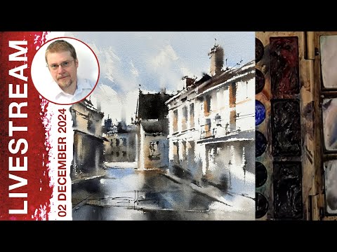 Monday Livestream 43: An Ordinary Cityscape in an Unusual Way (Watercolor Cityscape Demo)