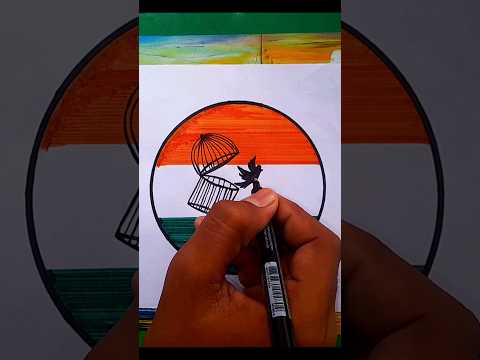 Independence day special bird out from cage drawing #drawing #15august