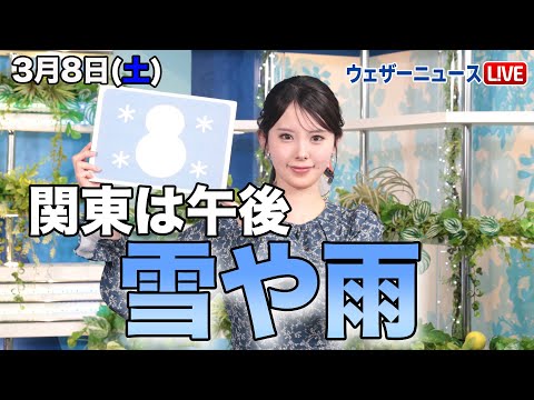 お天気キャスター解説3月8日(土)の天気