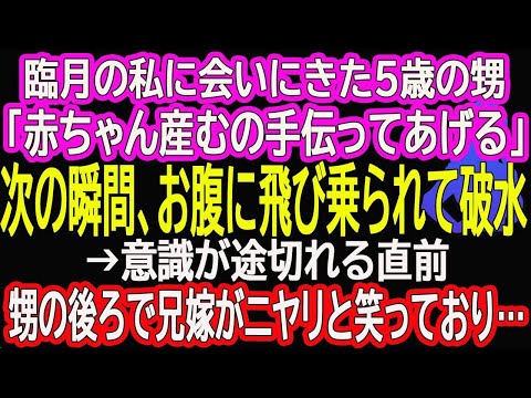 【スカッと総集編】臨月の私に会いにきた5歳の甥「赤ちゃん産むの手伝ってあげる」次の瞬間、お腹に飛び乗られて破水→意識が途切れる直前、甥の後ろで兄嫁がニヤリと笑っており…