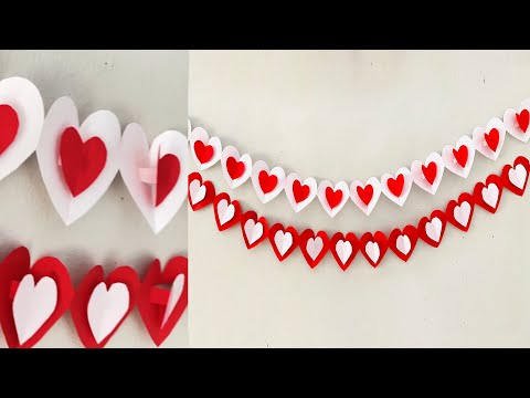 Paper Heart Garland | Paper Heart Hanging for Valentine's Day Decoration | DIY | Paper Heart