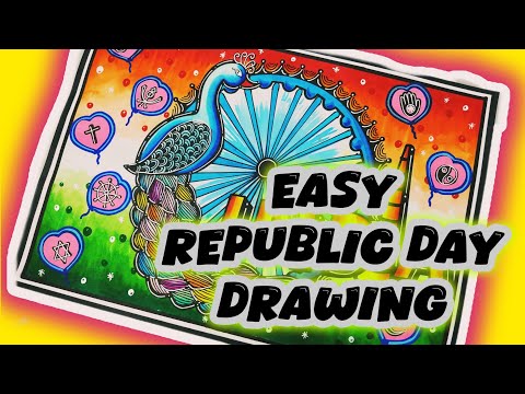 Republic Day Drawing Easy Steps / Republic Day Poster / How To Draw Republic Day Drawing