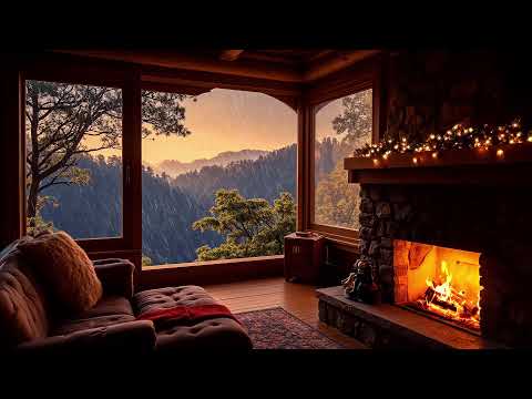 Relaxing Jazz Instrumental Music & Fireplace Sound in Cozy Reading Nook Ambience for Good Mood