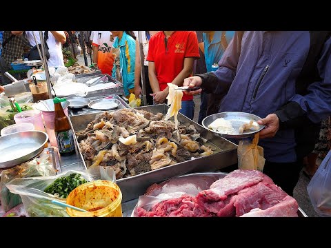 Double-speed cutting, raw meat sashimi and beef and pork intestine soup - Thai food