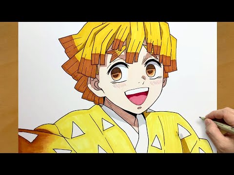 How to Draw Zenitsu Agatsuma from Demon Slayer || Easy Anime Drawing Step by Step