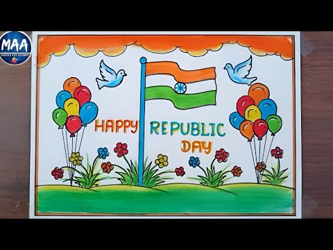 Republic day drawing very easy | How to draw Republic day | Republic day poster drawing #republicday