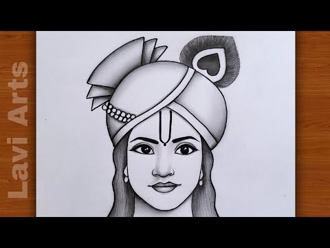 How to draw Shree Krishna Face Easy (Pencil Sketch) | Krishna Drawing Easy |Art Video | Sketch 2024