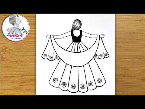 How to draw a girl with lehenga / girl drawing / how to draw a girl in beautiful traditional dress