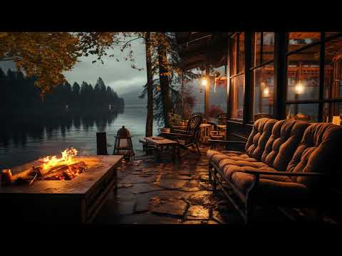 Calming Night By The Lake with Bonfire and Night Nature Sound | Deep sleep, Stress Relief, Meditate