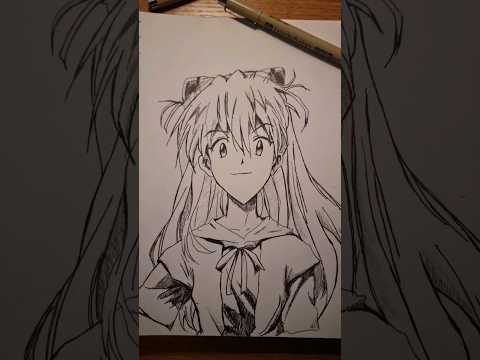 Asuka Langley - Piloto Evangelion #drawing #anime #parati #timelapse #inkdrawing #animeedit