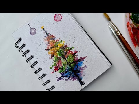 Christmas Tree Easy Painting For Beginners || Christmas Drawing || Easy Christmas Painting