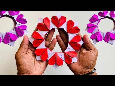 Origami Heart Wreath for your Valentines Day Decoration | Paper Craft