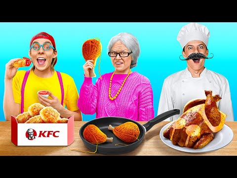 ME vs GRANDMA vs CHEF COOKING CHALLENGE! Kitchen Hacks & Funny Situations by 123 GO!