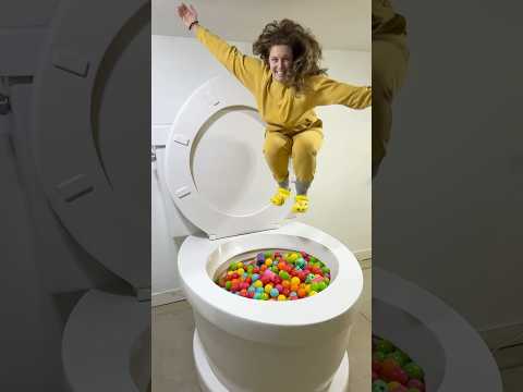 I DUMPED Play Balls into the Worlds Largest Toilet and JUMPED SUPER HIGH IN #shorts